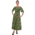 Camouflage Green Shoulder Straps Boho Maxi Dress 