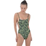Camouflage Green Tie Strap One Piece Swimsuit