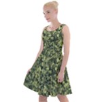 Camouflage Green Knee Length Skater Dress