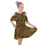 Spiral Symmetry Geometric Pattern Black Backgrond Kids  Shoulder Cutout Chiffon Dress