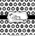 stock vector wrapping paper with black and white christmas baubles and banner 61413298