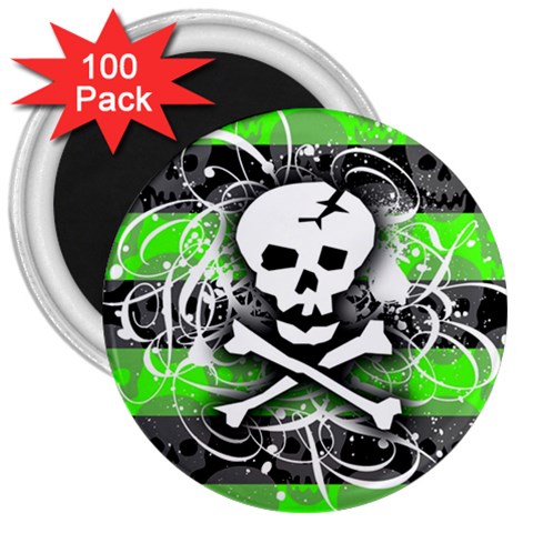 Deathrock Skull 3  Magnet (100 pack) from mytees Front