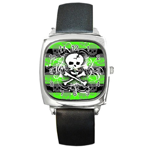 Deathrock Skull Square Metal Watch from mytees Front