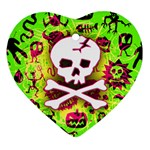 Deathrock Skull & Crossbones Heart Ornament (Two Sides)