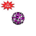 Emo Scene Girl Skull 1  Mini Magnet (10 pack) 
