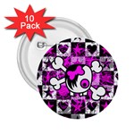 Emo Scene Girl Skull 2.25  Button (10 pack)