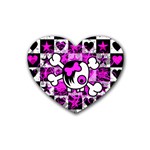 Emo Scene Girl Skull Rubber Coaster (Heart)