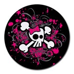 Girly Skull & Crossbones Round Mousepad