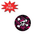 Girly Skull & Crossbones 1  Mini Magnet (10 pack) 