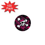 Girly Skull & Crossbones 1  Mini Button (100 pack) 
