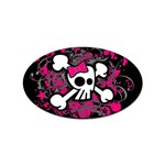Girly Skull & Crossbones Sticker Oval (10 pack)