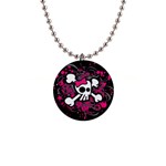 Girly Skull & Crossbones 1  Button Necklace