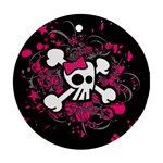 Girly Skull & Crossbones Round Ornament (Two Sides)