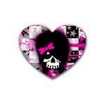 Scene Kid Girl Skull Rubber Coaster (Heart)