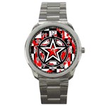 Star Checkerboard Splatter Sport Metal Watch