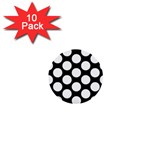Black And White Polkadot 1  Mini Button (10 pack)