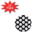 Black And White Polkadot 1  Mini Button Magnet (10 pack)