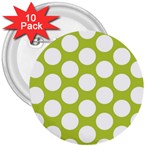 Spring Green Polkadot 3  Button (10 pack)