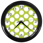 Spring Green Polkadot Wall Clock (Black)