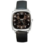 Skull Poster Background Square Leather Watch