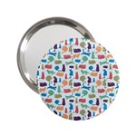 Blue Colorful Cats Silhouettes Pattern 2.25  Handbag Mirrors
