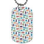 Blue Colorful Cats Silhouettes Pattern Dog Tag (Two Sides)