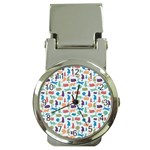 Blue Colorful Cats Silhouettes Pattern Money Clip Watches