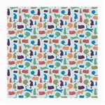Blue Colorful Cats Silhouettes Pattern Medium Glasses Cloth