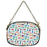Blue Colorful Cats Silhouettes Pattern Chain Purses (Two Sides) 