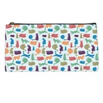 Blue Colorful Cats Silhouettes Pattern Pencil Cases