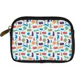 Blue Colorful Cats Silhouettes Pattern Digital Camera Cases