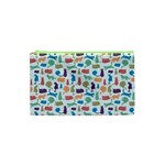 Blue Colorful Cats Silhouettes Pattern Cosmetic Bag (XS)