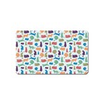 Blue Colorful Cats Silhouettes Pattern Magnet (Name Card)