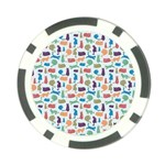 Blue Colorful Cats Silhouettes Pattern Poker Chip Card Guards
