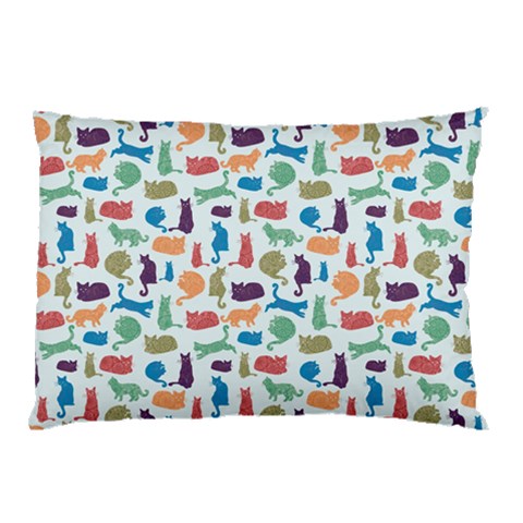 Blue Colorful Cats Silhouettes Pattern Pillow Cases from mytees 26.62 x18.9  Pillow Case