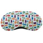 Blue Colorful Cats Silhouettes Pattern Sleeping Masks