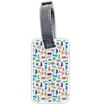 Blue Colorful Cats Silhouettes Pattern Luggage Tags (One Side) 