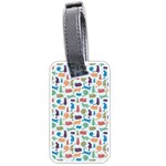 Blue Colorful Cats Silhouettes Pattern Luggage Tags (Two Sides)