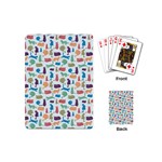 Blue Colorful Cats Silhouettes Pattern Playing Cards (Mini) 