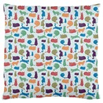 Blue Colorful Cats Silhouettes Pattern Standard Flano Cushion Cases (One Side) 