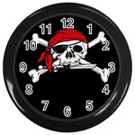 Pirate Skull Kids Wall Clock (Black)