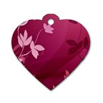 Pink Flower Art Dog Tag Heart (One Side)