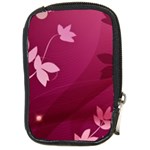 Pink Flower Art Compact Camera Leather Case