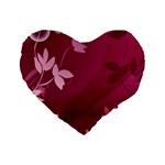 Pink Flower Art Standard 16  Premium Flano Heart Shape Cushion 