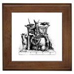 Odin on his Throne with ravens wolf on black stone texture Framed Tiles
