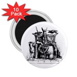 Odin on his Throne with ravens wolf on black stone texture 2.25  Magnets (10 pack) 
