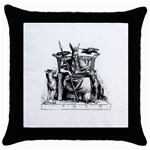 Odin on his Throne with ravens wolf on black stone texture Throw Pillow Case (Black)