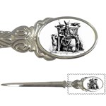 Odin on his Throne with ravens wolf on black stone texture Letter Opener