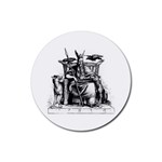 Odin on his Throne with ravens wolf on black stone texture Rubber Coaster (Round) 