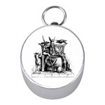 Odin on his Throne with ravens wolf on black stone texture Mini Silver Compasses